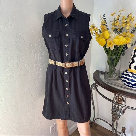 Raffaella Button Down Sleeveless w/ Belt Dress Size 8 - Picture 3 of 10